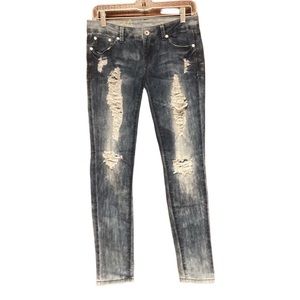 Special A Skinny Station Distressed Blue Denim Jeans
